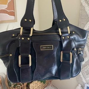 Jimmy choo black leather handbag